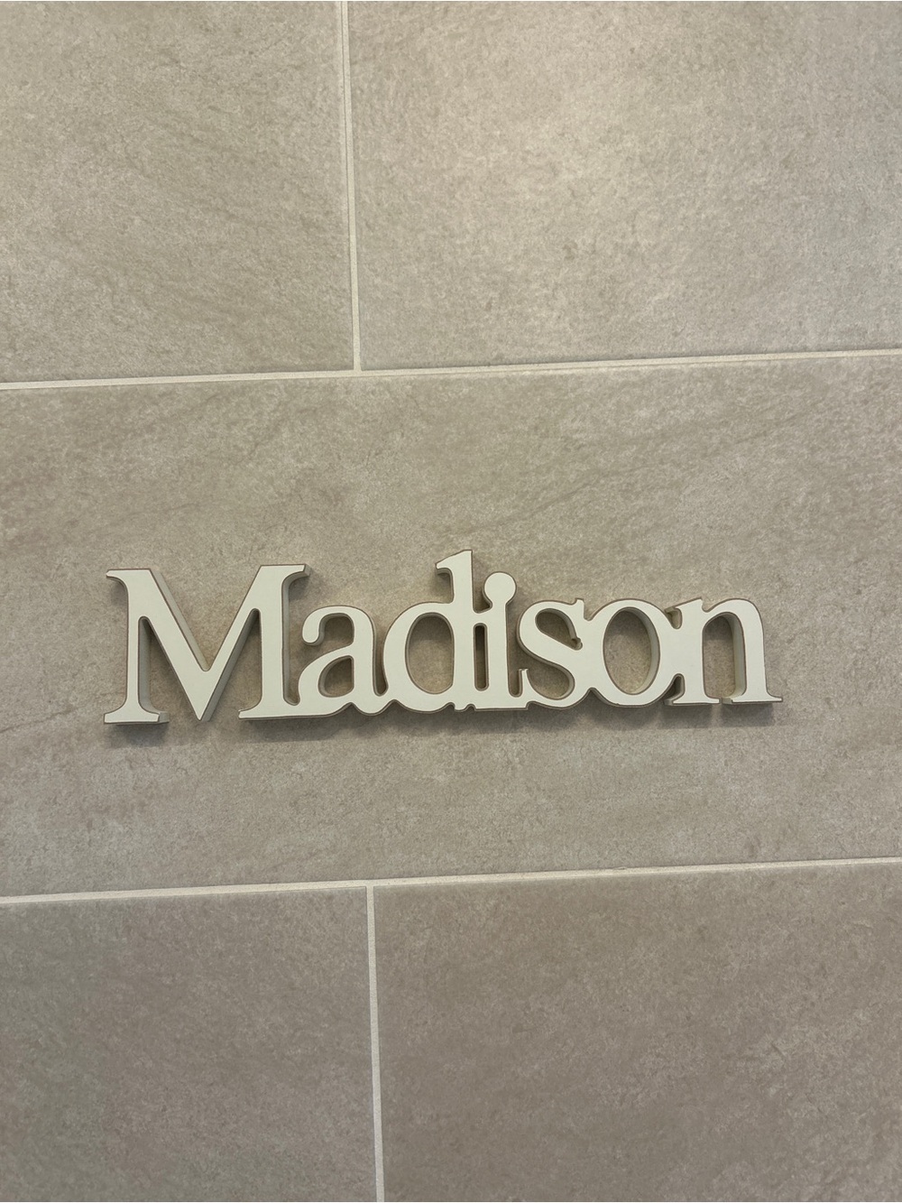 Madison Wooden Name Sign White Freestanding Nursery Kids Room Decor with Box
